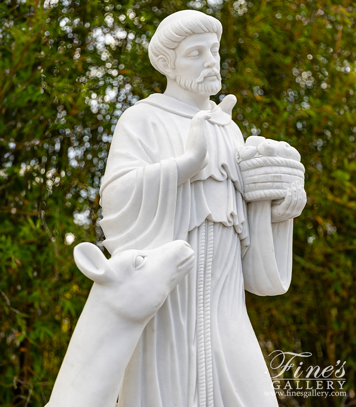 Marble Statues  - Saint Francis Marble Statue - MS-1070